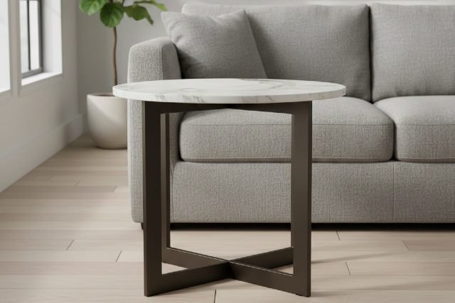 Modern Marble Side Table with Durable Base and Timeless Design
